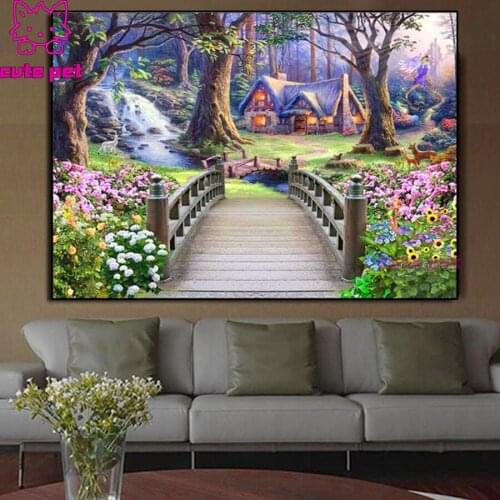 New arrival DIY Diamond Landscape Garden Lodge Full Drill Diamond Painting Cross Stitch Kits Home Decoration Diamond Embroidery