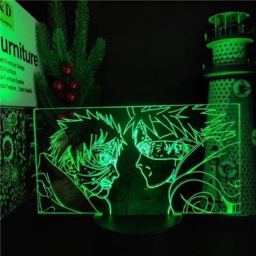 Naruto 3D Uchiha Obito Hatake Kakashi LED Night Light Home Decor Lighting Lampara Shippuden Anime Figure Lights Naruto Bandai