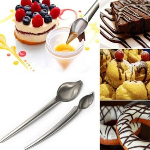 Chef Decoration Pencil Anti-slip Accessories Draw Tools Stainless Steel Portable Mini Sauce Painting Coffee Spoon Kitchen Home