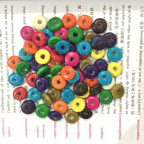 Vogue DIY Wood Flat Round Beads Loose Spacer Charms Handmade Jewelry Findings Mixed Color Kids Beads 100Pcs/Lot 4*8mm / 4*11mm