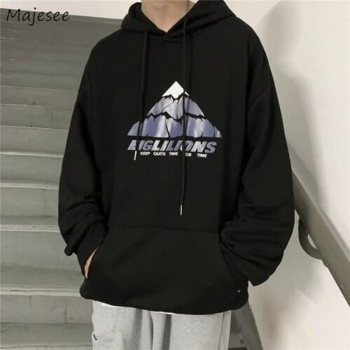 Men with Hat Hoodies Sweatshirts Plus Size 3XL Print Couple Outwear Males Leisure Chic Loose Trendy All-match Outwear Harajuku