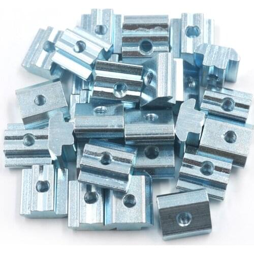 European Standard 45 Series Aluminum Slot Carbon Steel Half Round Roll In Sliding T Slot Nut with M5 Thread Pack of 30