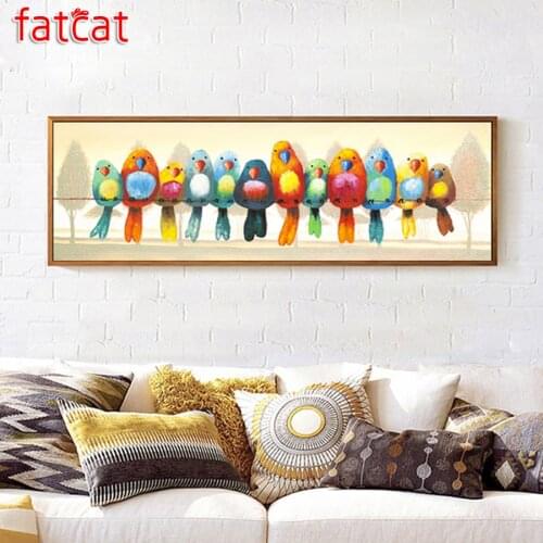 FATCAT Abstract color bird large size 5D Diy Daimond Painting Full Square Round Drill Rhinestone Embroidery Sale decor AE1779