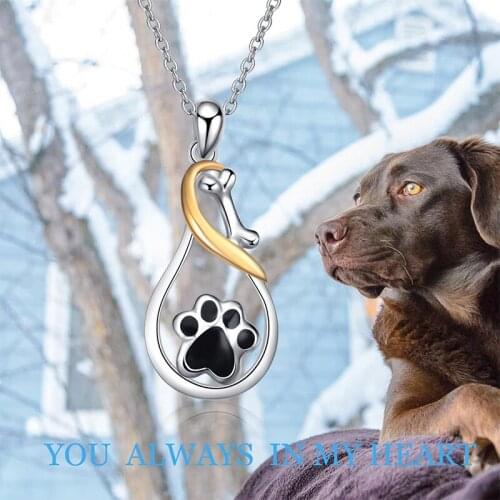 JrSr new 100%925 sterling silver dog paw bone pendant necklace 2020 women fashion DIY fine jewelry mother day gift free shipping