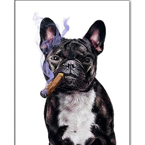 French bulldog smoking cigar diy diamond painting 5D rhinestone embroidery mosaic sharpei dog cross stitch 3d figure home decora