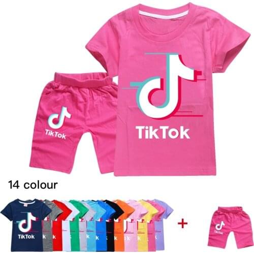 TIK TOK Girls Outfits Toddler Boys Clothing Set Boutique Kids Baby Girls Clothes Cartoon Short Sleeve Suits