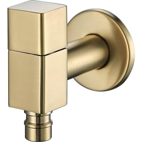 Washing Machine Faucet Single Cold Wall Mounted Bibcock Brass Outdoor Garden Faucet Washing Machine Tap Small Tap Brushed Gold