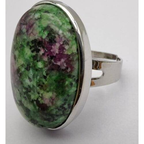 Red Green Zoisite Stone Oval Bead GEM Finger Ring Jewelry Size 8-9 X131