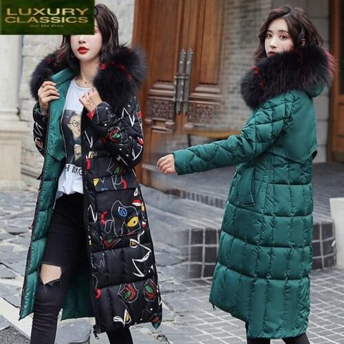 Jacket Women Down Winter Cotton Coats 2021 Korean Padded Slim Parka Long Female Jacket Large Fur Hooded Warm Clothes 923