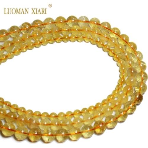 Top AAA Natural Citrines Beads Yellow Quartz Round Natural Stone Beads For Jewelry Making Diy Necklace 6/ 8/10mm strand 15"