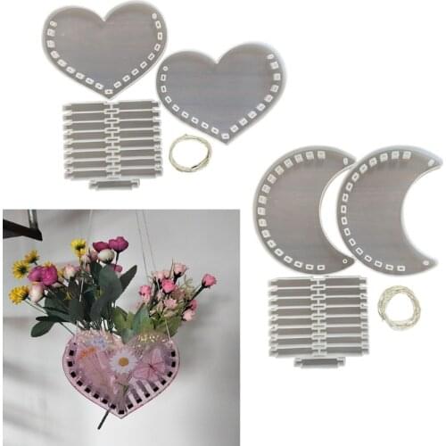 Moon Love Heart Handbag Epoxy Resin Mold Plant Flower Hanging Basket Silicone Mould DIY Crafts Ornaments Mold