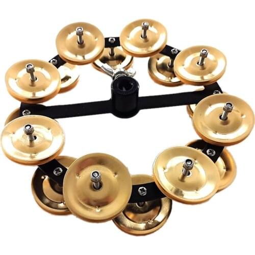 Musical Kalimba Portable Percussion Hi-Hat Tambourine with Row Alloy Jingles Drum Set Musical Accessories