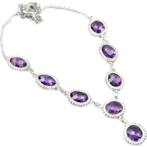 NiaoZaiFei YunZaiKan Amethyst Necklace 925 Sterling Silver, 46 cm, MHBNE0118
