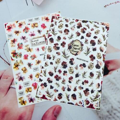 Fashion New Arrival 3d DIY Nail Stickers Thin Light Back Adhesive Fingernail Decals Dark Colored Dizzy Flowers Nail Art Manicure
