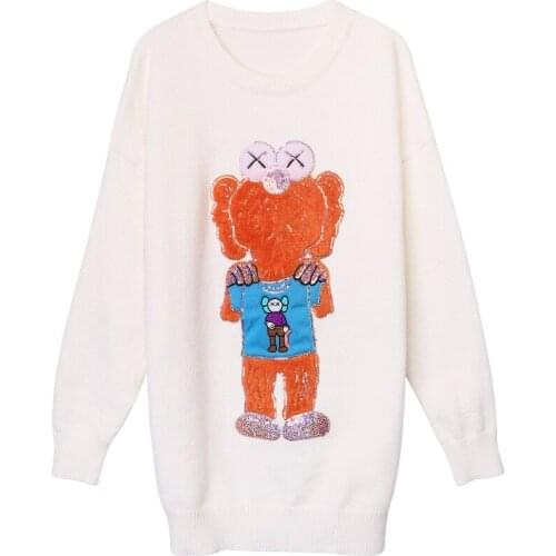 New products for autumn and winter Korean knit sweater sweater pullover soft lazy wind cartoon picture sweater women wear long s