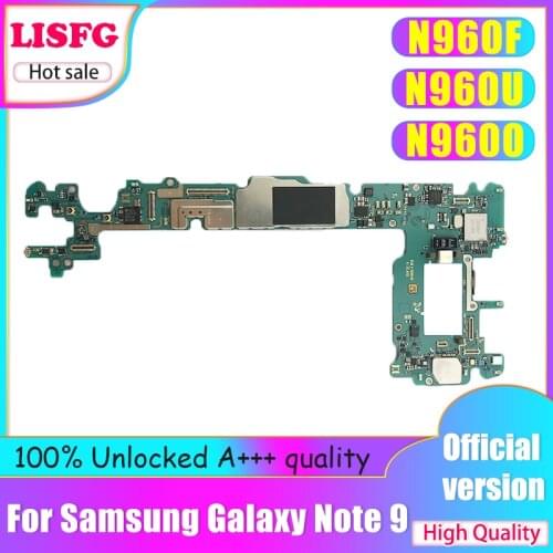 Original Unlocked For Samsung Galaxy Note 9 N960F N960FD N960U Motherboard,Dual/Single sim For Samsung Galaxy Note 9 Logic Board