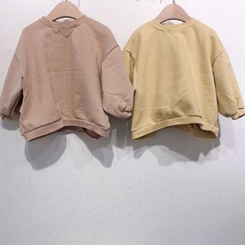 2020 autumn Korean childrens clothing new boys and girls pure cotton round neck loose comfortable casual sweater