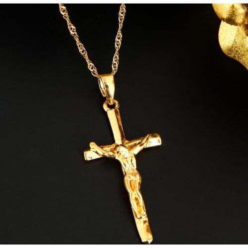 Jesus Cross Pendant Necklace Fashion Christian Crucifix For Women Men Religious Cross Jewelry