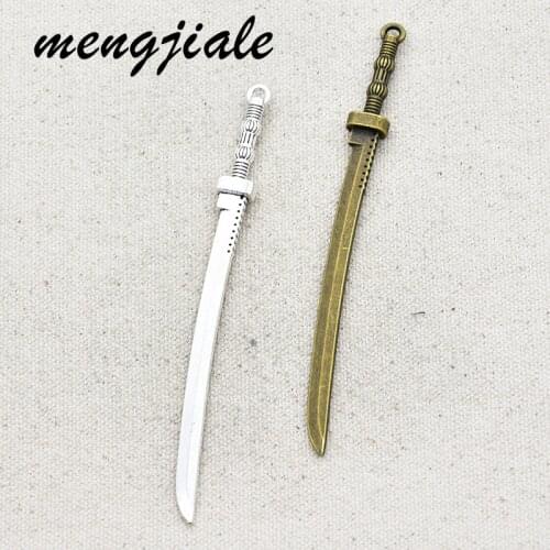 3pcs Antique Bronze Samurai Sword Charms Alloy Metal Katana Pendants For DIY Handmade Jewelry Accessories Making 107*10mm