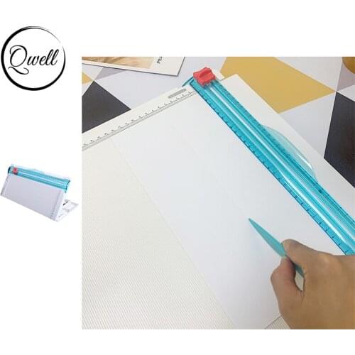 QWELL Foldable Trim and Score Board for Cutting Paper Photo Envelopes Scrapbook Gift Boxes DIY Tool 13.77*14.17*1.69 inch