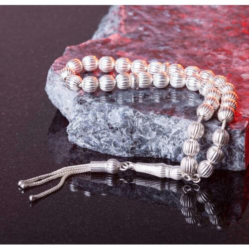 Silver Handmade Model Prayer Rosary Men Rosary With Silver Tassel Arabic Tasbih Chain Model Tassel 925 Sterling Silver
