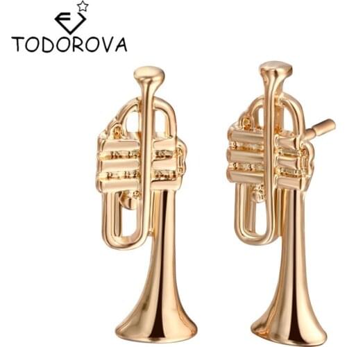 Todorova Speaker Musical Instrument Stud Earrings Tiny Trumpet for Women Music Themed Jewelry Pendientes