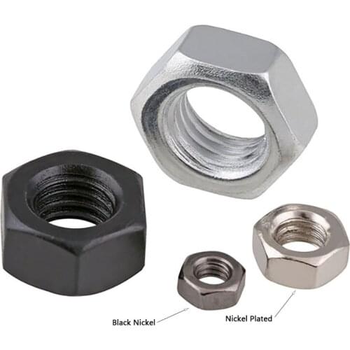 Hex Full Nuts Bright / Black Nickel Plated Hexagon Nut M2 M2.5 M3 M4 M5 M6