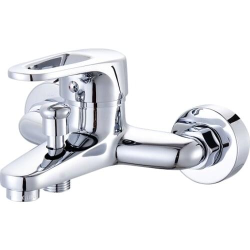 Bathroom Shower Faucets Chrome Polished Wall Mount Brass Silver Bathroom Shower Faucets Bathtub Faucet Mixer Tap Grifo Ducha