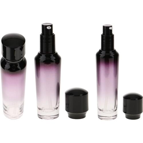 3Pcs Glass Essential Oil Perfume Pump Bottle Lotion Cream Container 35ml, 55ml, 100ml