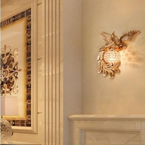 Nordic Resin Peacock Led Wall Lamps Living Room Corridor Wall Decorate Lighting Bedroom Bedside Interior Decor Sconce Fixtures