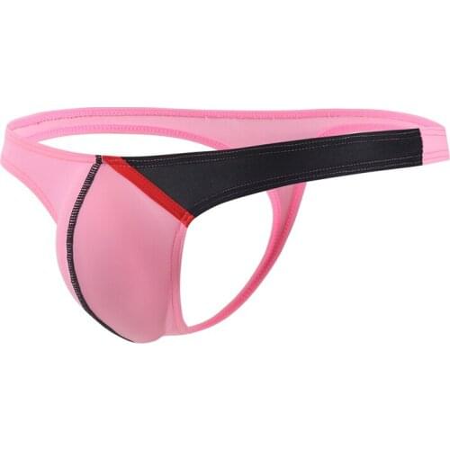 U convex ultra-thin ice silk elastic low waist mens underwear thong tanga hombre string men lingerie