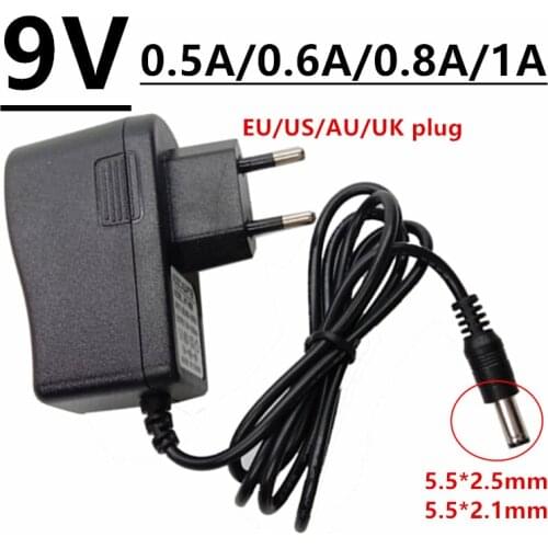 9V DC5.5mm 0.5A 0.6A 0.8A 1A AC/DC Adaptor 500mA 600mA 800mA 1000mA Power Adapter Supply Universal EU US UK AU Plug adaptador
