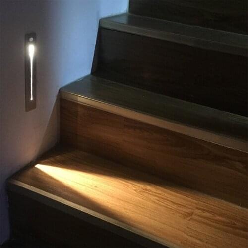 Indoor Led Motion Sensor Stair Light AC85-265V Recessed Wall Lamp Sconce Lights 2W Step Lamps Stairway Lights Corridor Light