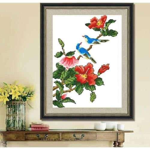 Embroidery Package High Quality Cross Stitch Kits Magpie and Flower As Poetic Beauty Free shipping