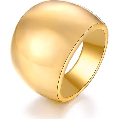 WAWFROK Fashion Stainless Steel Rings Womens and Mens Ring Oval Design Ring Men Acero Inoxidable Anillos