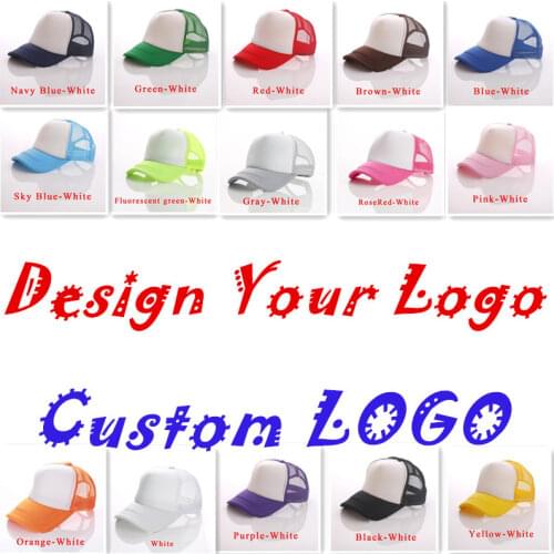 Factory Price! Free Custom Logo Baseball Cap Kids Trucker Hat 100% Polyester Hats Blank Mesh Cap Boys Girls gorras