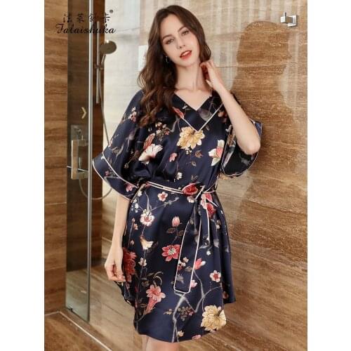 PLus size 100% Mulberry silk nightgowns women Summer quality sexy Floral sleep dress nightdress womens loose sleepwear S5675