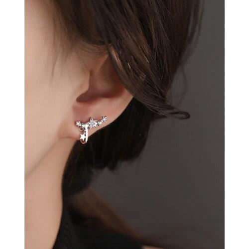 Sweet Star No Piercing Without Hole Cz 925 Sterling Silver Clip On Earrings For Women Cartilago Thin Wrap Jewelry Wholesale