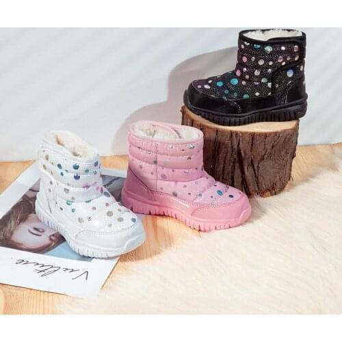 Winter Childrens Snow Boots 2021 New Unisex Boys Fashion Waterproof Warm Shoes With Fur Lining Kids Thicken Plush Non-slip Boot