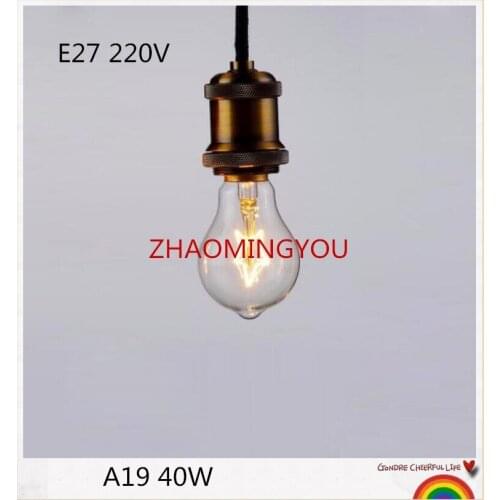 YOU 1PCS Edison Bulbs A19 E27 40W 220V Incandescent Bulbs 40W A19 Filament Retro Edison Light For Pendant Lamp