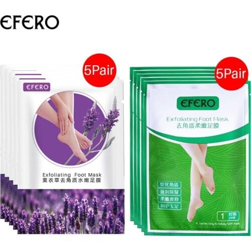 10pair=20pcs EFERO Feet Exfoliating Foot Mask Moisturizing Pedicure Socks Remove Cuticles Foot Skin Renewed Smooth Cleaning