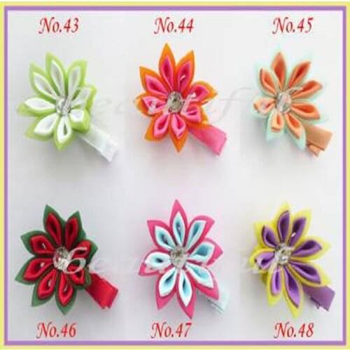 36 pcs 2.25 - 2.75" Silk D- Flower Boutique Hair Bows For Children Hairbows with Clip Free Shipping Hair Accessorie For Gifts