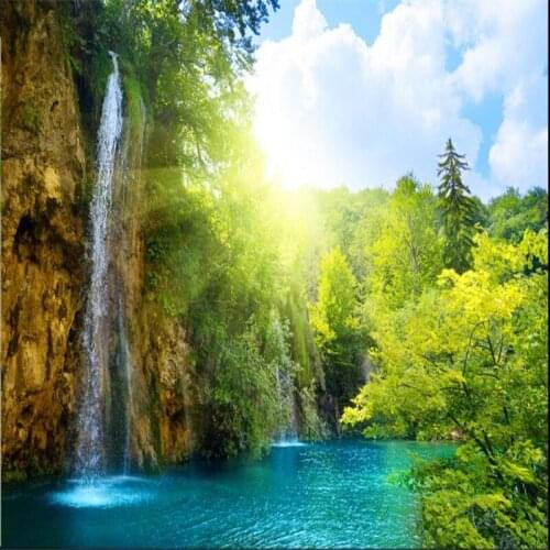 Beibehang wallpaper Waterfall scenic lake resort morning sun background large mural papel de parede 3d wall murals wallpaper