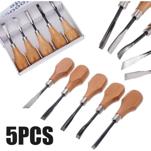 5Pcs Lathe Wood Carving Chisels DIY Hand Carving Chisels Knives Gouge Tool Set Woodworking Gouges Lathe Turning Tools