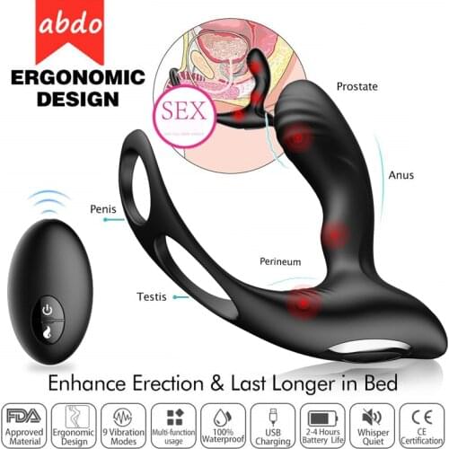 Abdo Vibrating Prostate Massager Men Anal Plug Remote Control Vibrator Powerful Motors Patterns Butt Silicone Sex Toys for Adult
