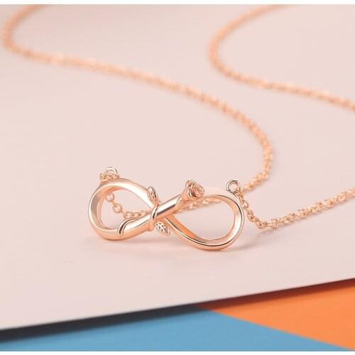 Infinite Rose Charm Pendant Necklaces For WomenDouble Color Plated Flower Jewellry Christmas Choker Chain Jewelry N244
