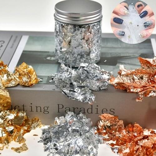 3g Imitation Gold Sliver Copper Foil Leaf Flake Sheets Bulk Foil Paper for DIY Nail Art Decor Candle Mold Making Decor Arts