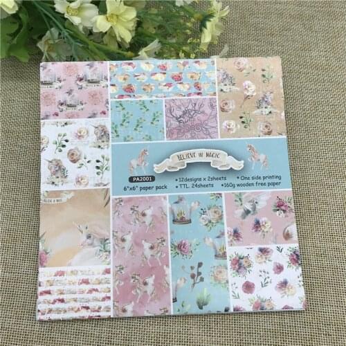 24 sheets 6"X6"Animal flower Pattern Creative Scrapbooking paper pack handmade craft paper craft Background pad