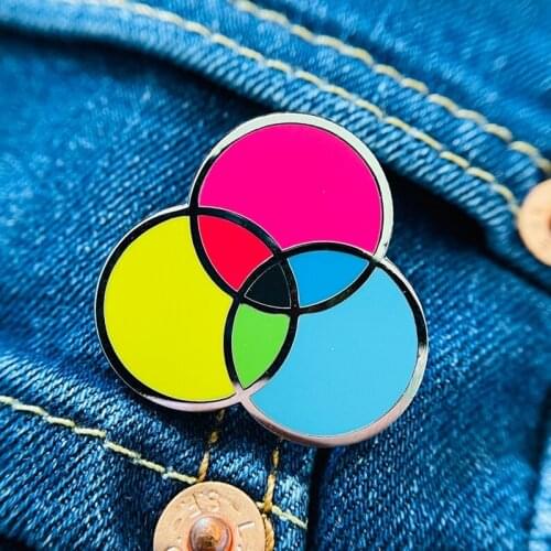 CMYK Color Artist Printing Enamel Brooch Pin Backpack Hat Bag Lapel Pins Badges Women Mens Fashion Jewelry Accessories