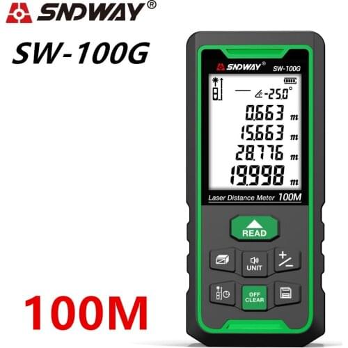 SNDWAY Trena Laser Rangefinder Distance Meter Green Laser Ruler Tape Measure 100m 70m 50m Range Finder Electronic Level Roulette